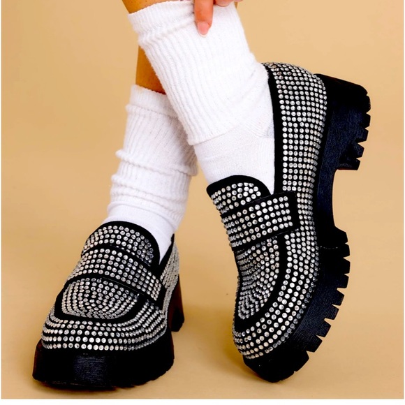 BAMBOO Shoes - New Bamboo Sparkle Platform Loafers